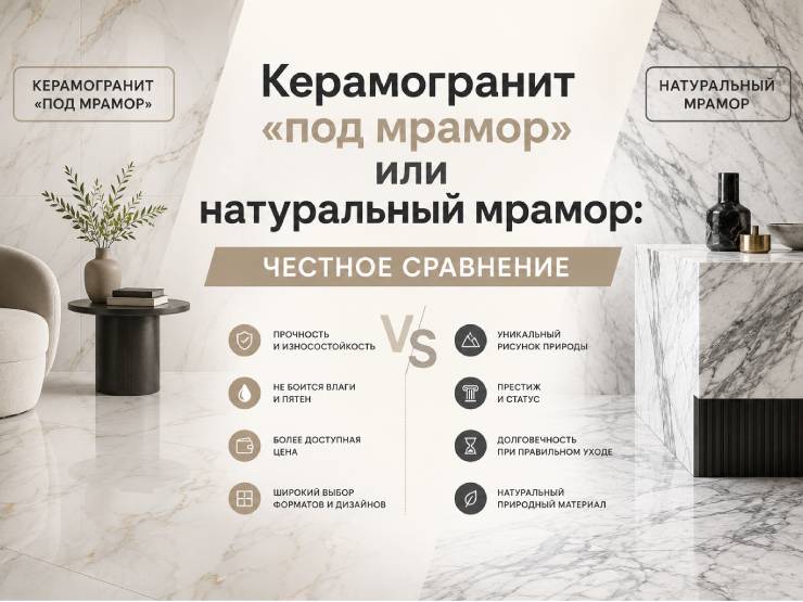 Керамогранит «под мрамор» или натуральный мрамор